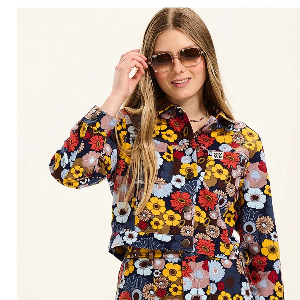 LUCY & YAK - Roxy Cropped Jacket: ORGANIC TWILL - Dawn Print - M - NWT